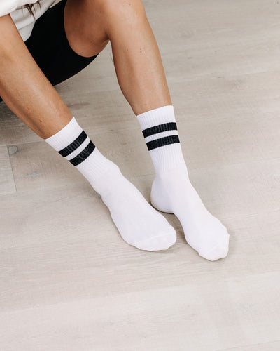 WHITE & BLACK ORGANIC STRIPE SPORTS SOCKS