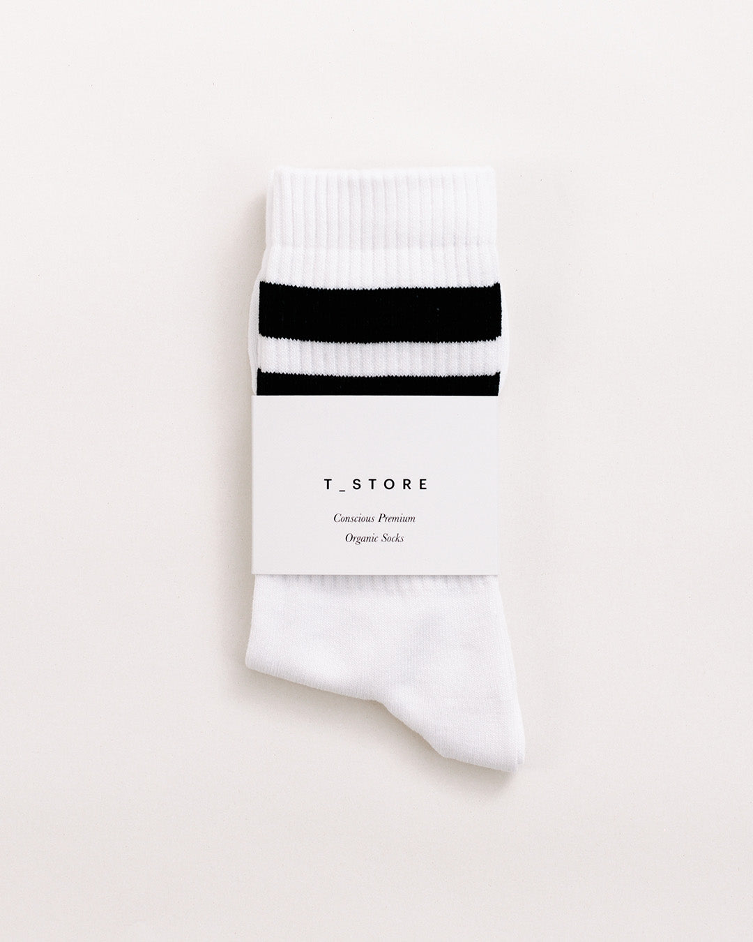 WHITE & BLACK ORGANIC STRIPE SPORTS SOCKS