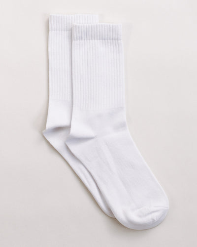 WHITE ORGANIC SOLID SPORTS SOCKS