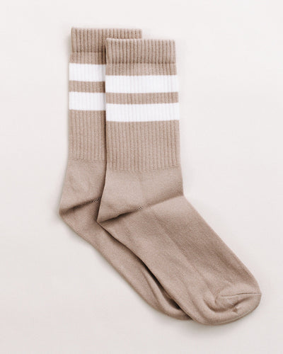 TAN & WHITE ORGANIC STRIPE SPORTS SOCKS