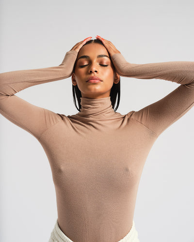 LONG SLEEVE STRETCH ROLL NECK ICED COFFEE