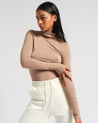 LONG SLEEVE STRETCH ROLL NECK ICED COFFEE